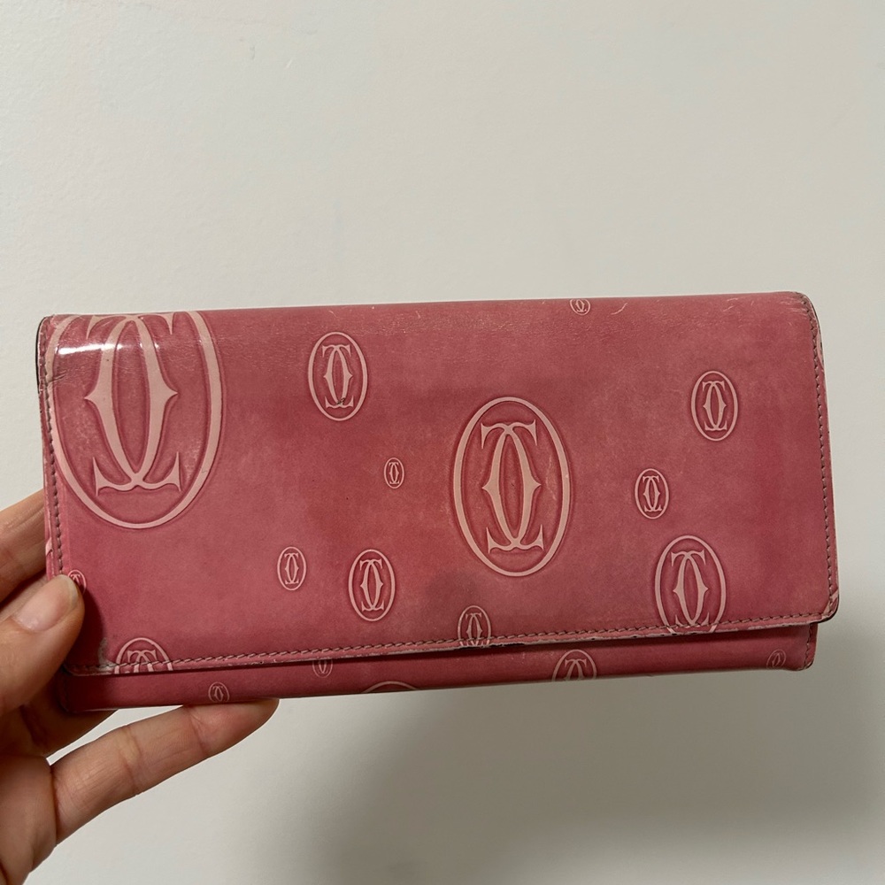 Cartier Happy Birthday Pink Women's Wallet‎ Patent Logo